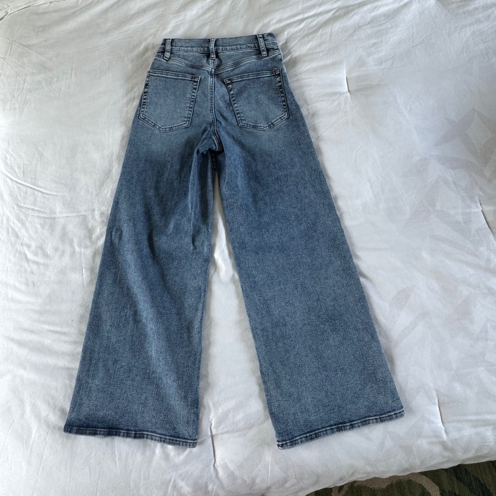 FRAME Le Pixie High Waist Slim Palazzo Jeans (Rowley) (Petite) - Picture 3 of 5